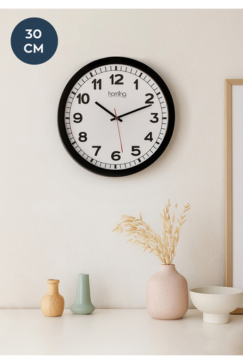 HOMİNG Nero Black Framed Modern Clock 30 cm 242100