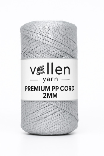 vollen yarn 200gr/230m Premium Polyester Macrame Twine 2mm, μακραμέ Σχοινί, μακραμέ, σουπλά, τσάντα Σχοινί, ανοιχτό γκρι