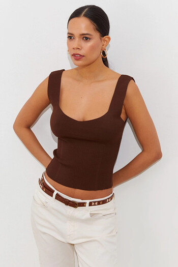 Cool & Sexy Women's Brown Knitwear Athlete YV117