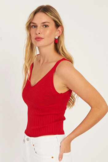 Cool & Sexy Women's Red Knitwear Blouse SMT225