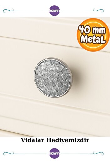Kawin Luxury Silver Metal 40mm (4cm) Ornate Button Kitchen Drawer Ufo Wardrobe Handle Cabinet Knob Chrome