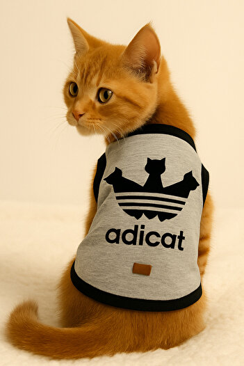 Buddy Store Gray Adicat Printed Cat and Dog Outfit Undershirt - Size XS