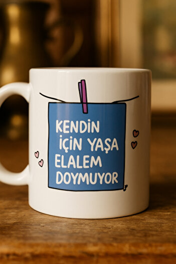 çokaş Pack of 3 Motivational Text Printed Porcelain Mug