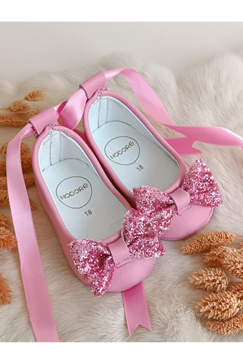 Hodore Perla Pink Genuine Leather Baby Loafer Ballet Shoes