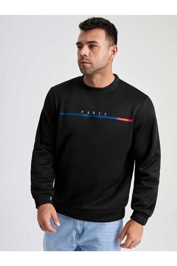 VBSVİBES Φούτερ Unisex Oversize Μαύρο Paris με στάμπα με λαιμόκοψη