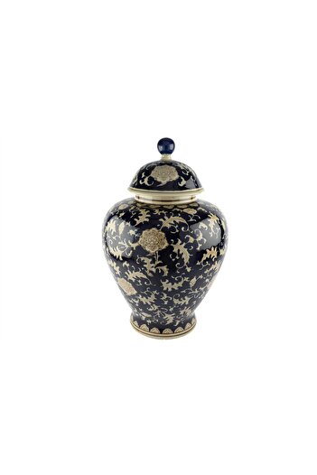 Mikasa Moor Lacivert Bej Desenli Kapaklı Küp 44x67cm