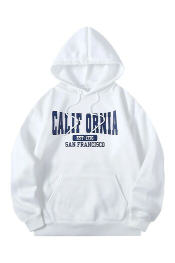 CLAYES Calif Ornia 1776 Sweatshirt - White Printed Oversize Hoodie