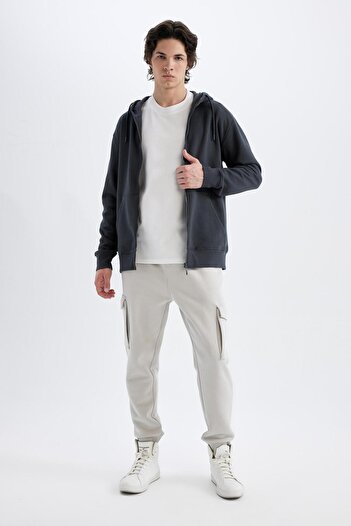 DeFacto Regular Fit Jogger Eşofman Altı Kargo Cepli Basic Düz Beli Bağcıklı Lastikli Paça Y5533az24au