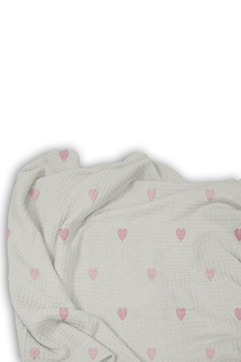 HOMESSA Heart Ribbon Patterned Single Pique Pillow Case