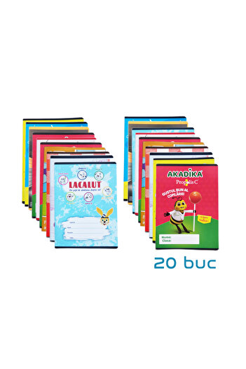 Ropet Set Caiet A5, 40 file, 10 matematica, 10 dictando, coperta policromie, 20buc