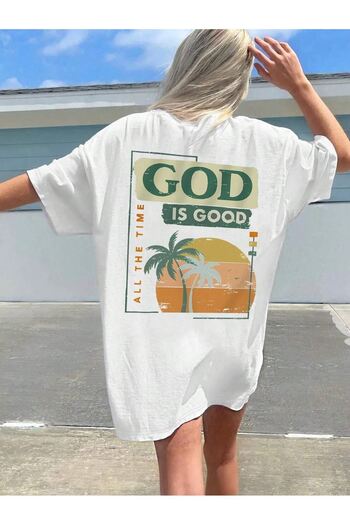 CLAYES Μπλουζάκι God Good Single Jersey - Μπλουζάκι με κοντό μανίκι με λαιμόκοψη σε λευκό στάμπα