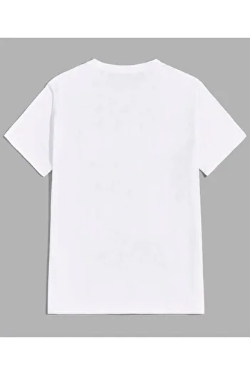 CLAYES Cherrıes Cosmos Printed Single Jersey White T-Shirt - Oversize Crew Neck T-Shirt