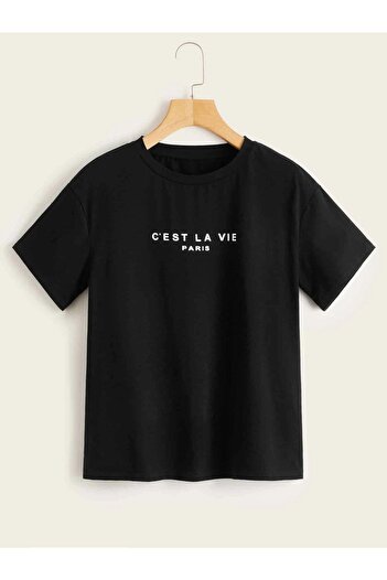 CLAYES Cest La Vie Paris - Black Oversize T-shirt, Crew Neck