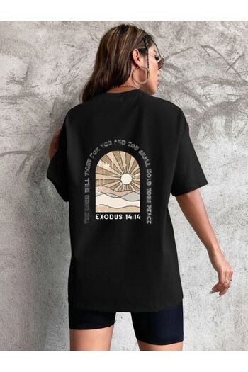 CLAYES Exodus Single Jersey T-Shirt - Μαύρο εμπριμέ κοντομάνικο μπλουζάκι με λαιμόκοψη