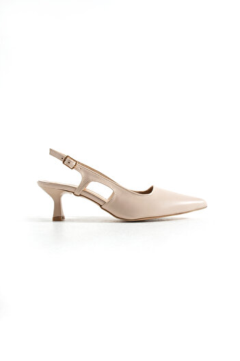 Cochines Women's Beige Pointed Toe Elegant Evening Dress Short Evening Dress Stiletto Heeled Shoes