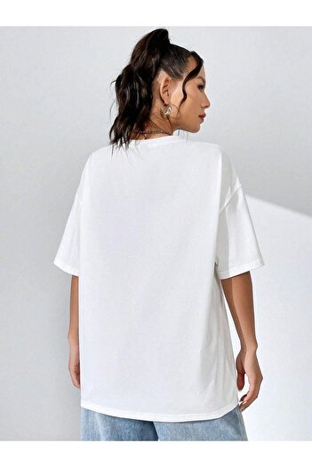 CLAYES Λευκό εμπριμέ μπλουζάκι Colorado - Oversize Crew Neck