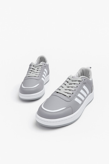 İmerShoes Günlük Buz Grisi Unisex Sneaker Spor Ayakkabı Bağcıklı Çizgi Detaylı Rahat Tırtık Taban 3438