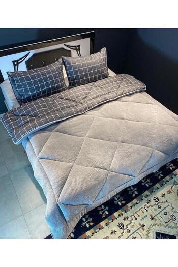 Eyüpoğlu Double Gray 57 Thread Luxury Double Sided Welsoft Cotton Silicone Quilt 195X215