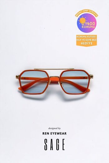 REN EYEWEAR Sage mavi Cam turuncu çerçeve Otantik Kadın Erkek Güneş Gözlüğü /