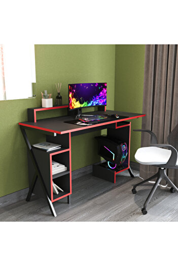 Decomob Misva Oyuncu Masası, Çalışma Masası, 120 Cm Siyah & Kırmızı