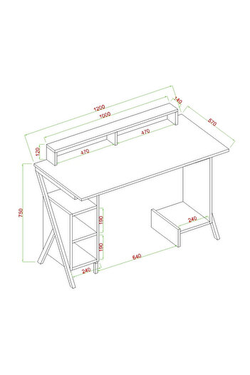 Decomob Misva Oyuncu Masası, Çalışma Masası, 120 Cm Siyah & Kırmızı