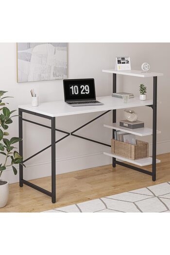 AGD Computer Desk with Side Storage Shelves 100x45x100 cm