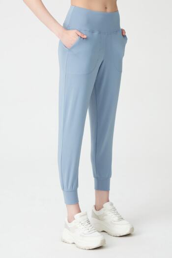 Los Ojos Women's Blue Gray High Waist Jogger Sweatpants Joggers