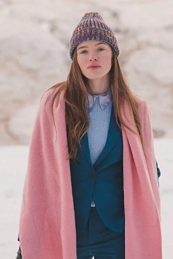 Nordbron Women's Pink Basic Scarf Winter Flexible Soft Textured Plain Patterned Colorful Acrylic Raine Corded