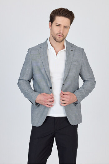 Frappoli Martinelli Men's Black Small Pattern Polyester Fabric Sports Blazer Jacket
