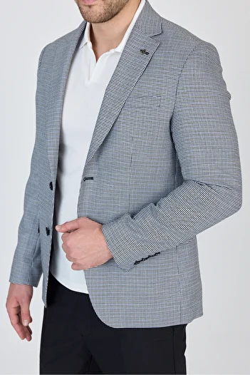 Frappoli Martinelli Men's Black Small Pattern Polyester Fabric Sports Blazer Jacket
