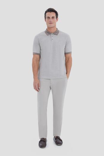 Sabri Özel Buttoned Polo Neck Men's T-Shirt Beige