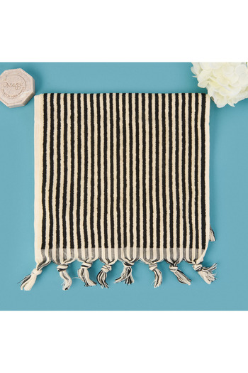Evidea Soft Helga Hand Towel - Ecru / Black - 30X50 cm