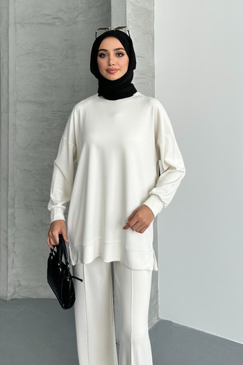 adba style Women's Modal Combed Cotton Oversize Hijab Tunic Set 4028