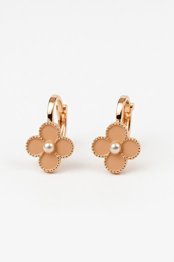 MakeWell Clover Design Pearl Rhinestone Compression No Hole Earrings for Non-Pierced Ears