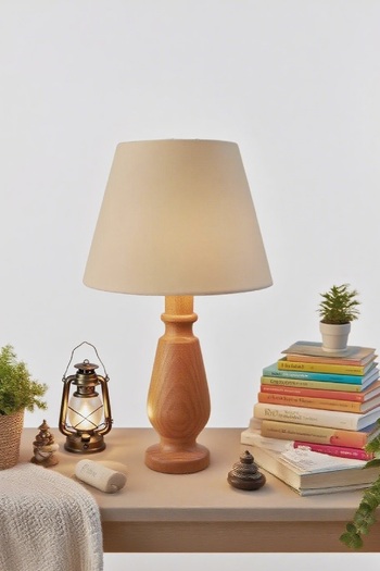 571 Store Magnolia Table Lampshade Wooden Body Fabric Headboard Decorative Table Lamp Night Light