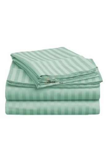 HomePuls King Size Bed Sheet for Two Persons Damask Cotton 100% Hotel Style with 1 cm Stripe, 240 x 260 cm, M