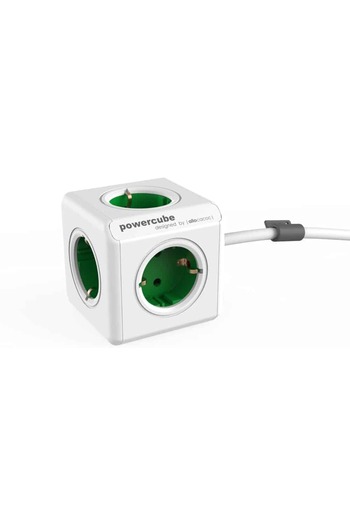 Allocacoc Cubic extension cord, Powercube by Allocacoc, 4 sockets, 1.5m, white/green