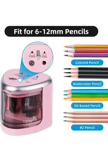 Saharaz Electric Pencil Sharpener, Battery Operated ,for No.2 and 6-12mm Pencils,for Office School Kids