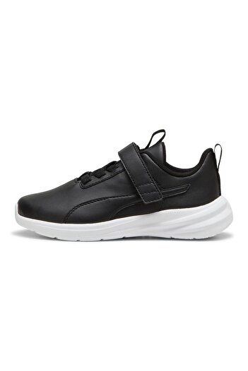 Puma Rickie Runner Hook-and-Loop Closure Sneakers - Black & White