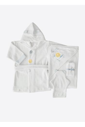 kitikate Organic New Dreams Bathrobe Set White-Blue