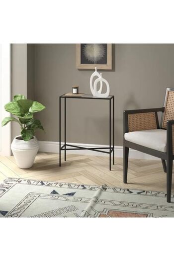 genric FFD Modern Console Table with Glass Shelves & 1.3cm Thick Metal Frame - Pre-Assembled 3-Tier