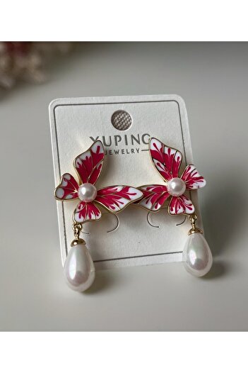 a rose jewelry Steel Trendy Pearl Butterfly Earrings
