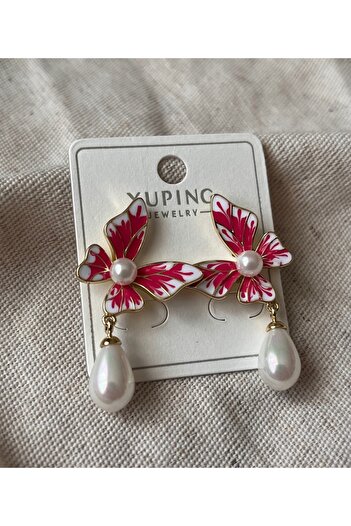 a rose jewelry Steel Trendy Pearl Butterfly Earrings