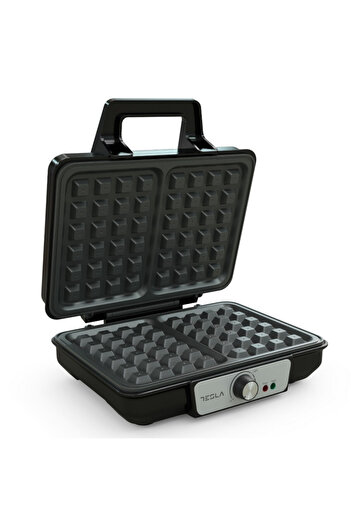 TESLA WM200BX waffle maker, 1000W, non-stick plates, 140°/220°, black/stainless steel