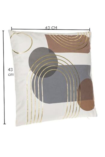 OEM Ecru Pillow with Abstract Gold Strip Pattern 43x43cm