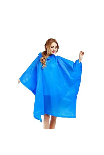 dalip Raincoat, Flippy, for Adults, EVA, Poncho Type, Waterproof, Windproof, Side Snaps, 160 g, Blue