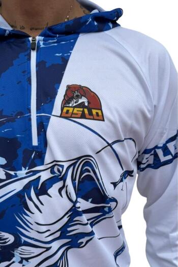 Oslo Performance Fisherman T-Shirt Hoodie Blue Bear