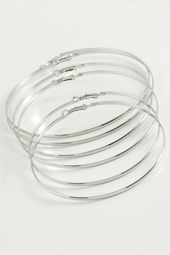 LAMİATAKI Plain Metal Hoop Earrings 6 Pieces