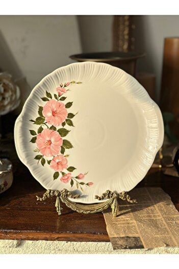 Bavaria Winterling Antique Pink Flower Pattern Porcelain Tray & Presentation Plate with Handles