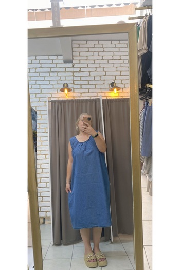TUBA TOPTAŞ Plus Size Jeans Elastic Dress